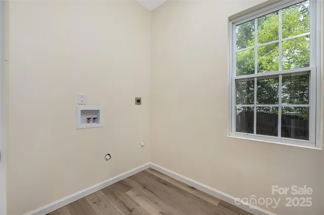 a view of a small space with a window