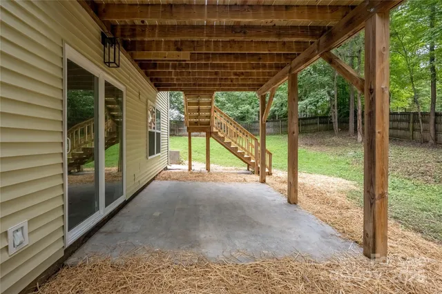 a view of porch with seating space