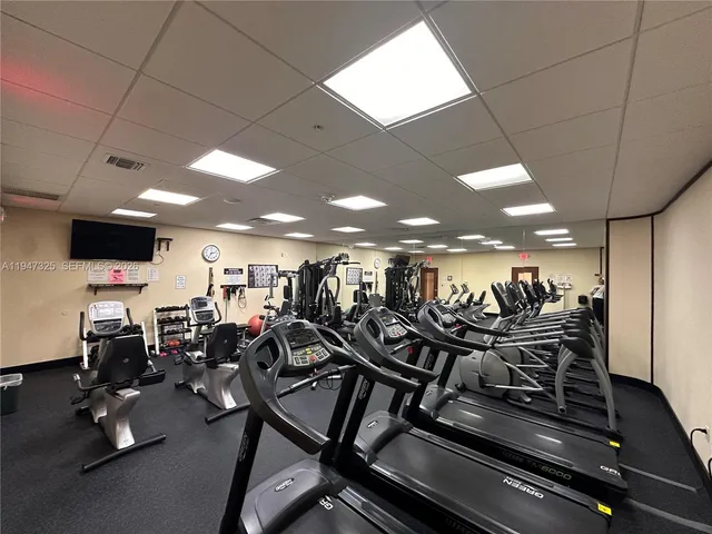 a view of a room with gym equipment