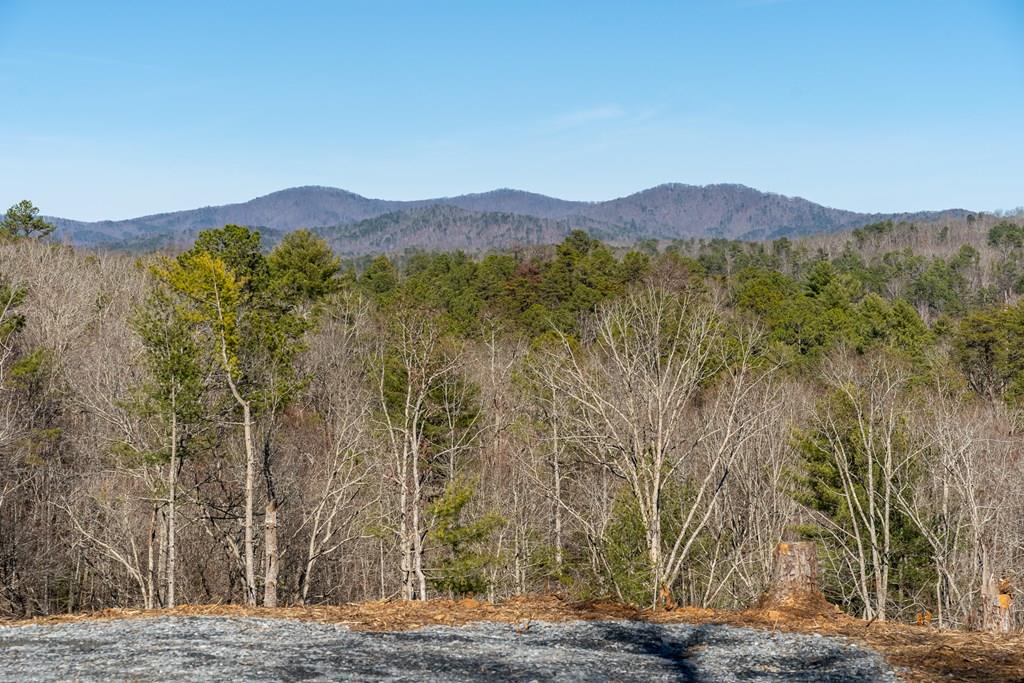 a view of a mountain with a mountain in the background