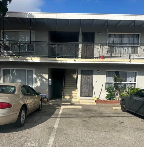 a car parked in front of a building