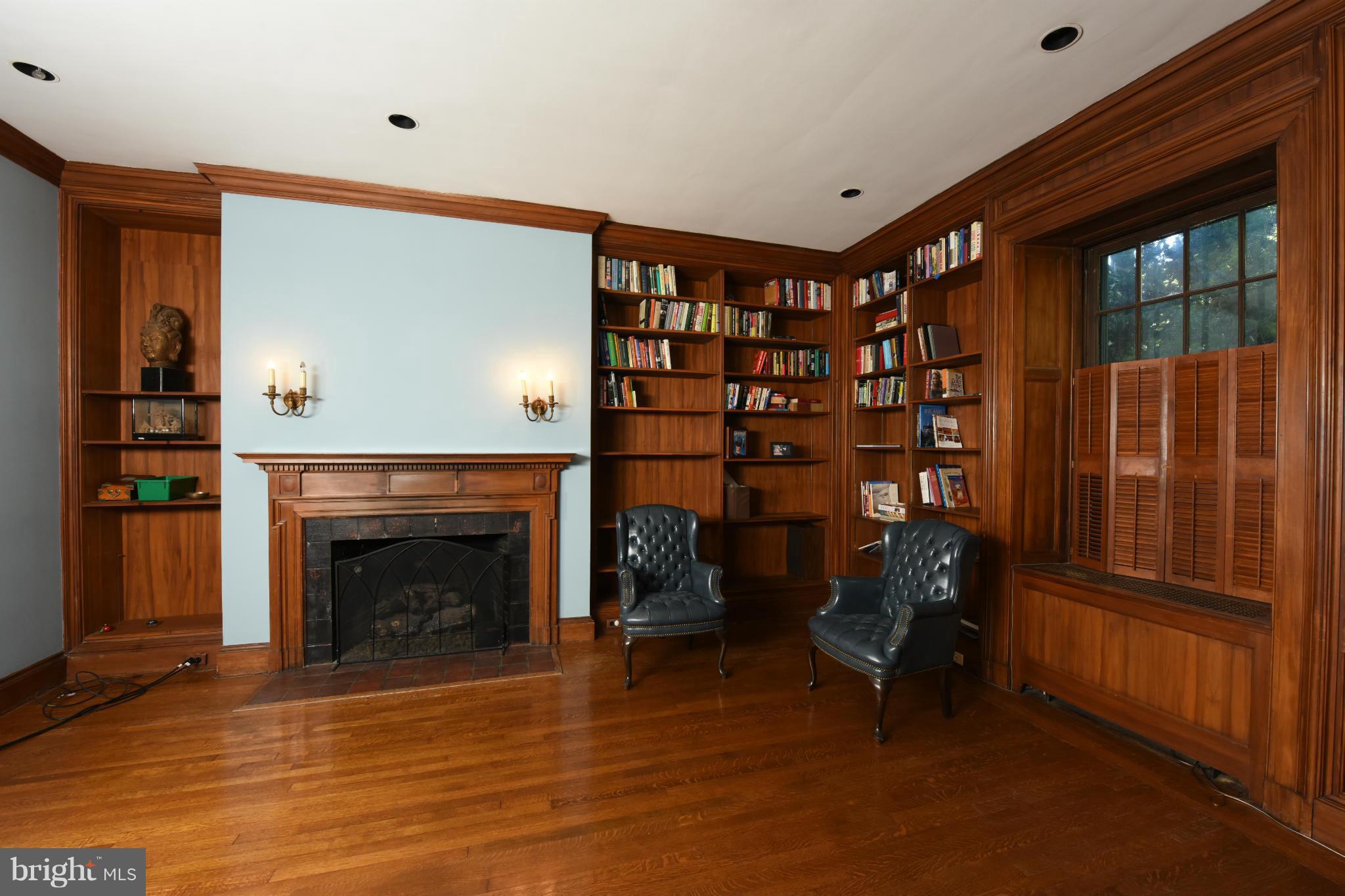 205 Wendover Road Baltimore, MD 21218 - Photo 6 of 30 Main Floor Library w. Gas Fireplace, Rich Wood