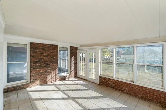 a living room with a large window