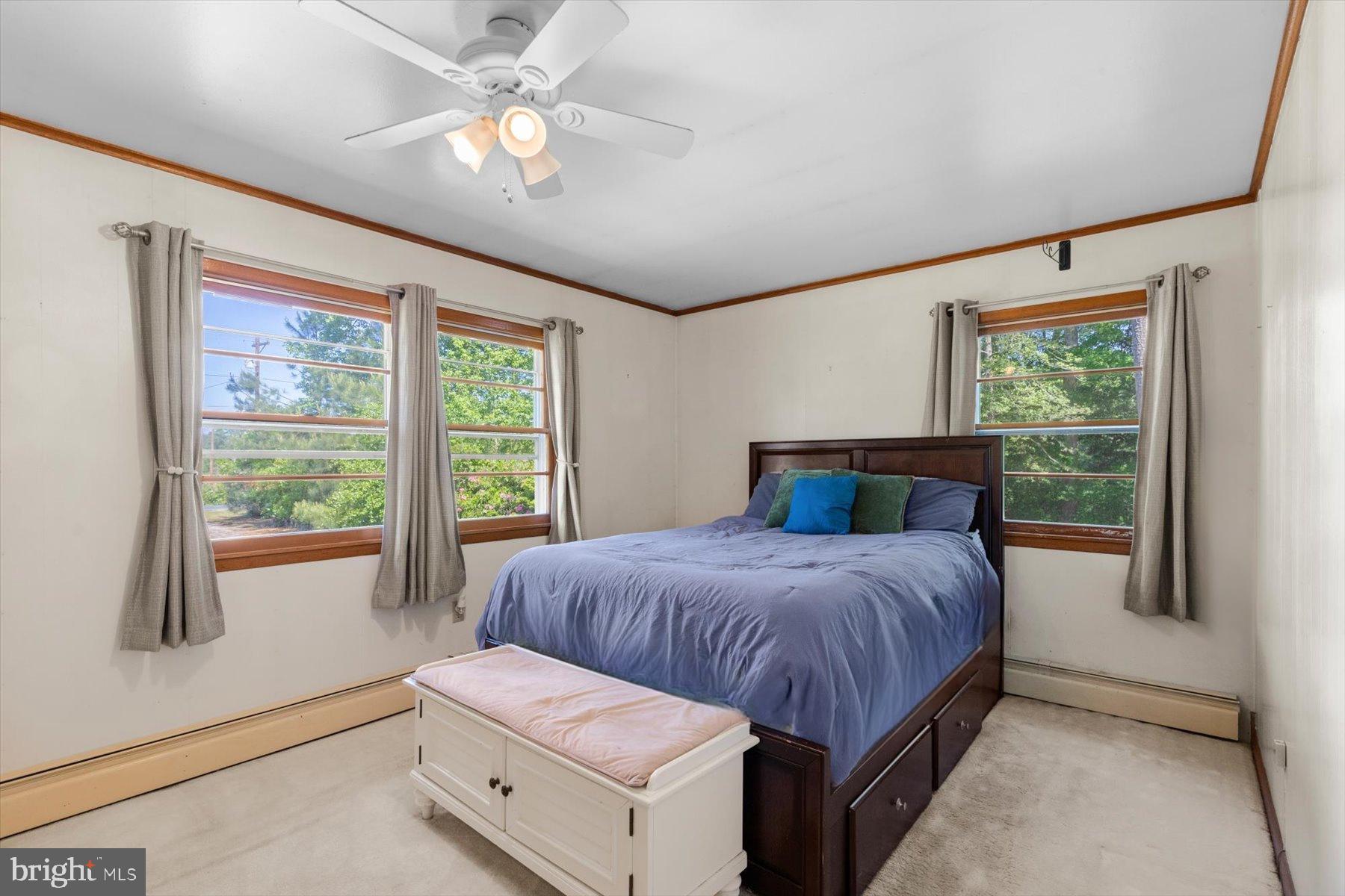 5150 Campground Road Eden, MD 21822 - Photo 15 of 43 a bedroom with a large bed and a chandelier fan