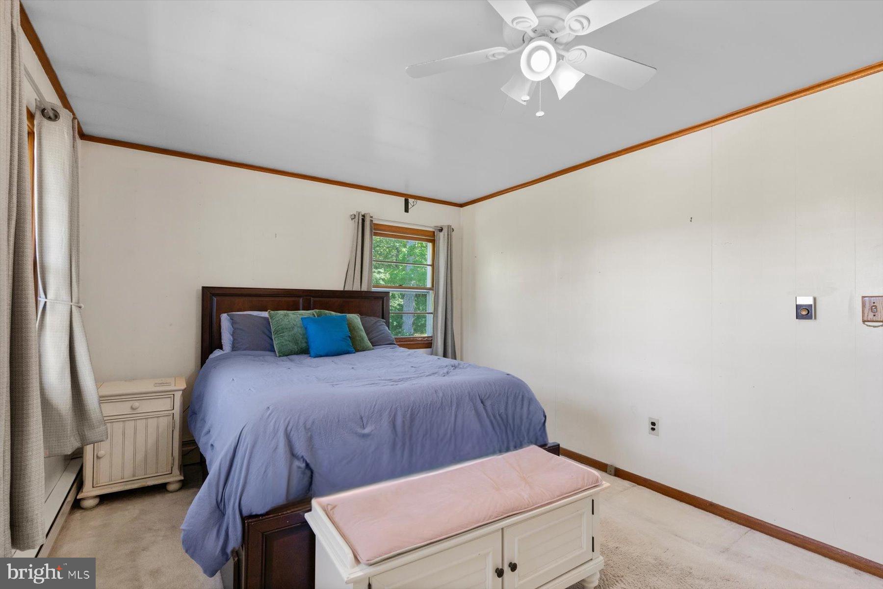 5150 Campground Road Eden, MD 21822 - Photo 16 of 43 a bedroom with a bed and a chandelier