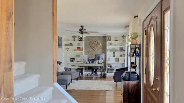 a living room with furniture