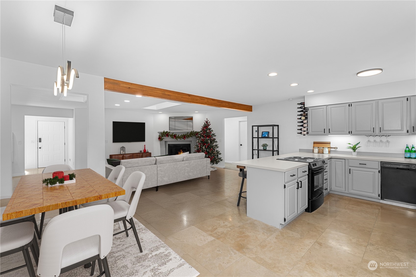 9151 Icicle Road, Unit E Leavenworth, WA 98826 - Photo 2 of 40 a living room with stainless steel appliances furniture and a kitchen view