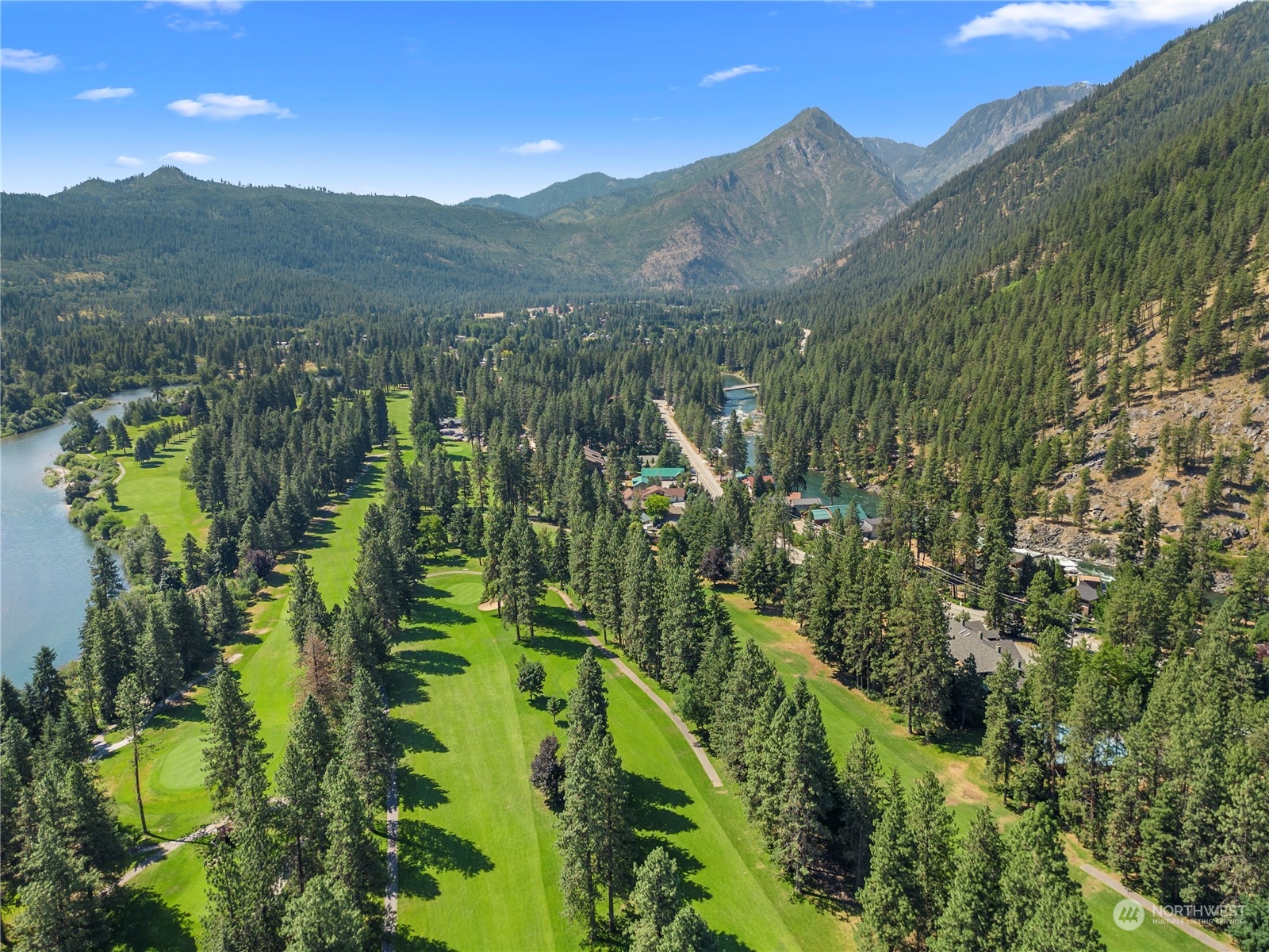 9151 Icicle Road, Unit E Leavenworth, WA 98826 - Photo 37 of 40 a view of a lush green hillside and houses