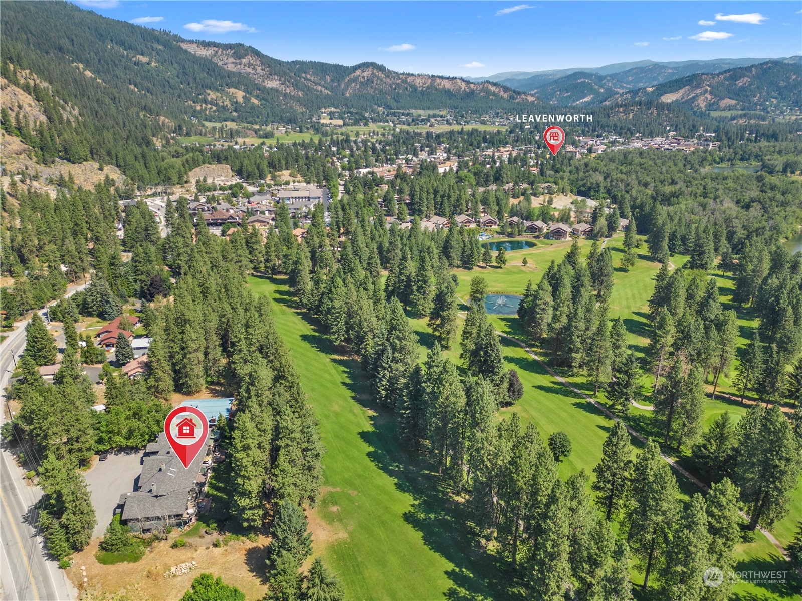 9151 Icicle Road, Unit E Leavenworth, WA 98826 - Photo 40 of 40 a view of a city with lush green forest