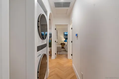 a view of a bedroom from a hallway