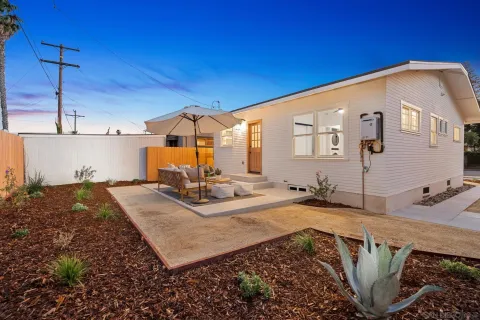 a view of a house with a patio