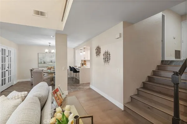 a view of entryway and workspace