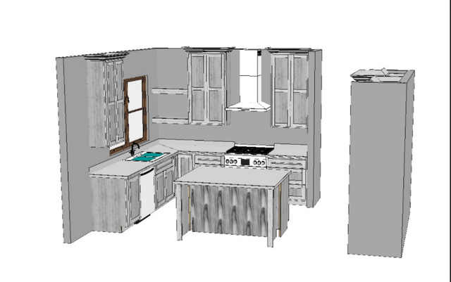 513 East Upper Cyn Road Smithfield, UT 84335 - Photo 23 of 25 Architectural rendering. Illustrating a kitchen design with cabinetry, appliances, and an island