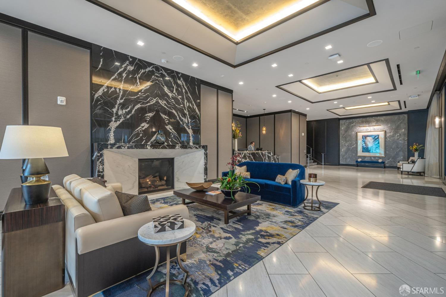 706 Mission Street, Unit 1001 San Francisco, CA 94103 - Photo 47 of 88 a living room with furniture and a fireplace