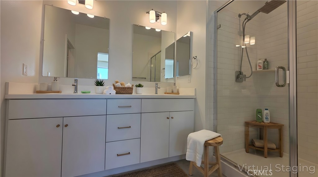 436 Village Brea Ca Brea, CA 92821 - Photo 17 of 30 a bathroom with a sink a toilet and shower