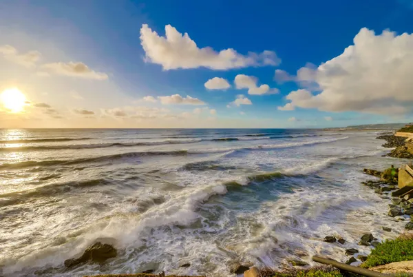 a view of an ocean and beach