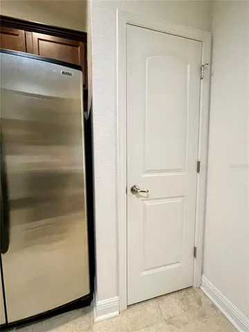 a kitchen with a sink and counter top space
