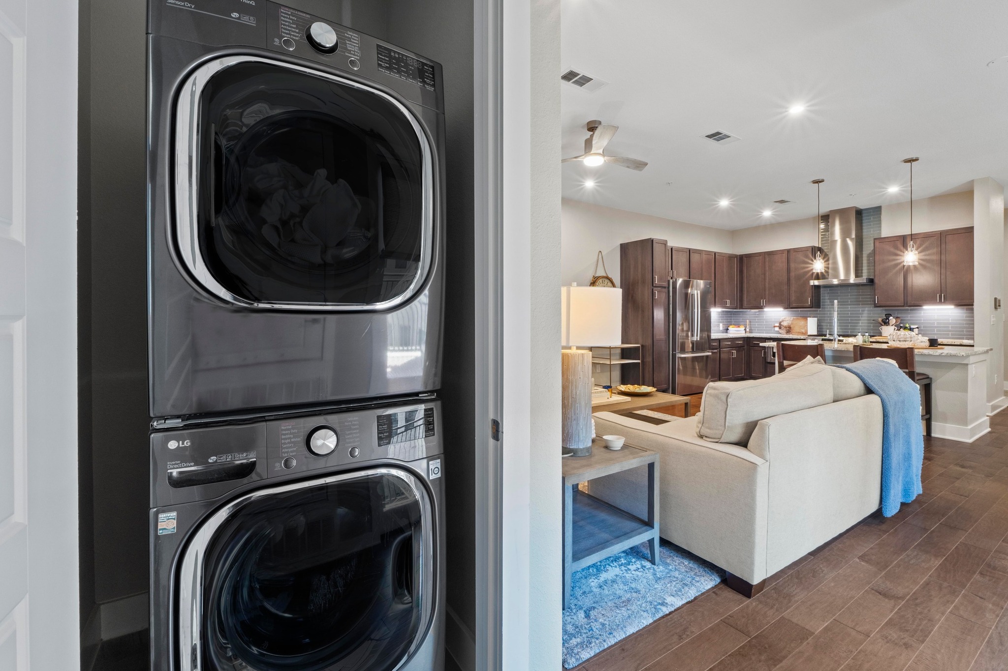 4501 Jackson Avenue, Unit 5302 Austin, TX 78731 - Photo 17 of 38 a view of a kitchen with a washer and dryer