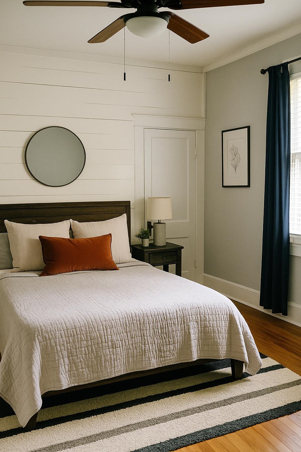 1925 Nelson Avenue Memphis, TN 38104 - Photo 23 of 39 The Mirror Bedroom *virtually staged* featuring hardwood floors, crown molding and a vertical slat wall.