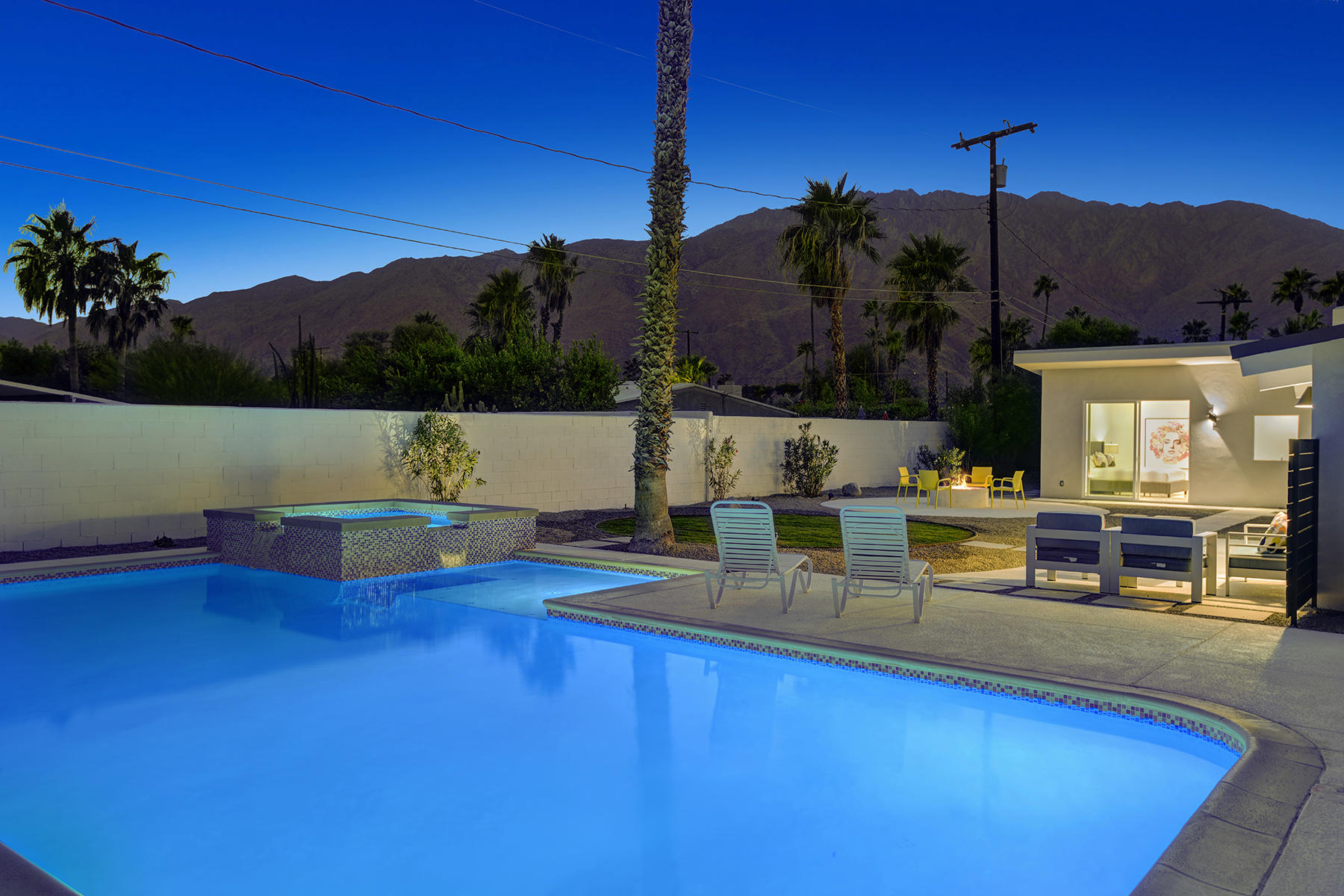 909 East Sunair Road Palm Springs, CA 92262 - Photo 30 of 39 POOL AND SPA TO MOUNTAINS AND FIRE PIT N