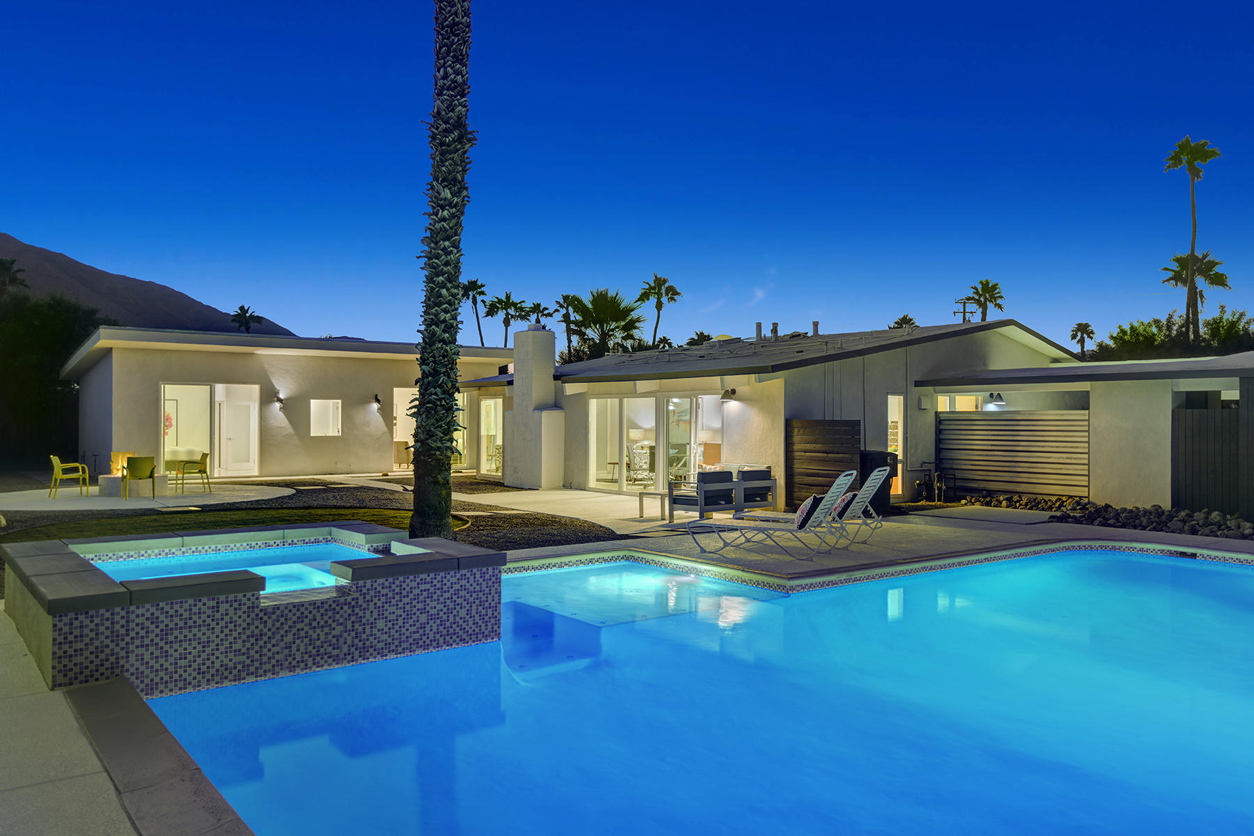 909 East Sunair Road Palm Springs, CA 92262 - Photo 31 of 39 POOL AND SPA TO HOUSE AND CASITA NIGHT M