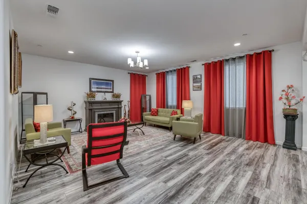 a bed room with a bed and furniture