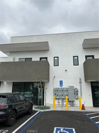 a car parked in front of a building