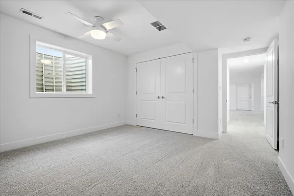 a view of a room with racks on the wall