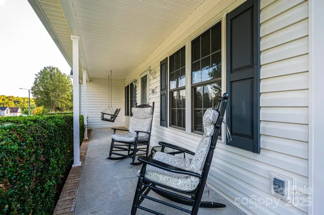 a building outdoor space with patio furniture
