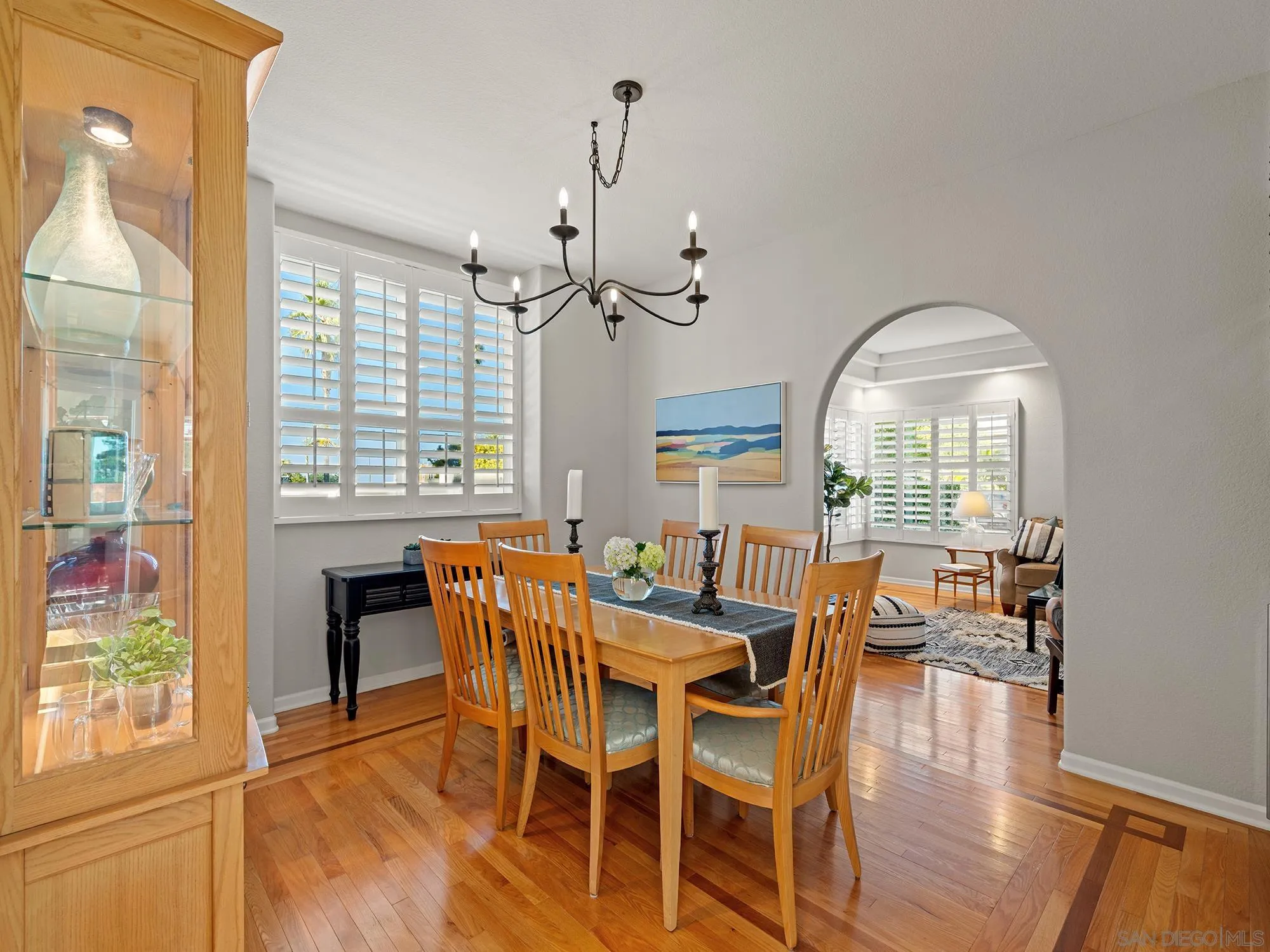 4385 Orchard Avenue San Diego, CA 92107 - Photo 11 of 55 a view of a dining room with furniture wooden floor and chandelier