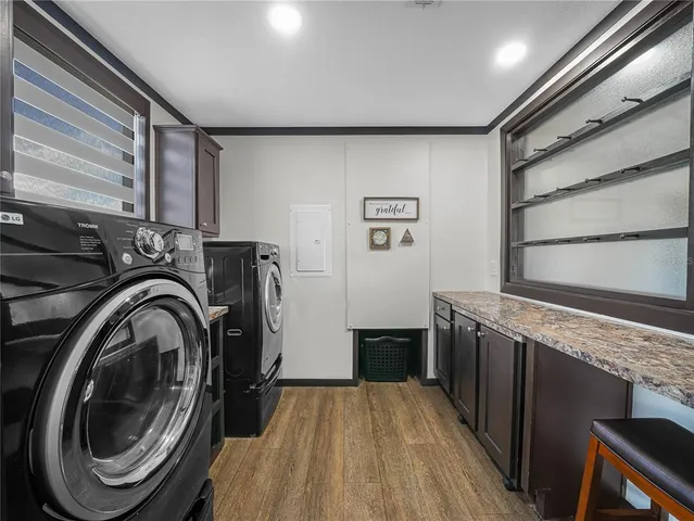 a bedroom with a bed and closet