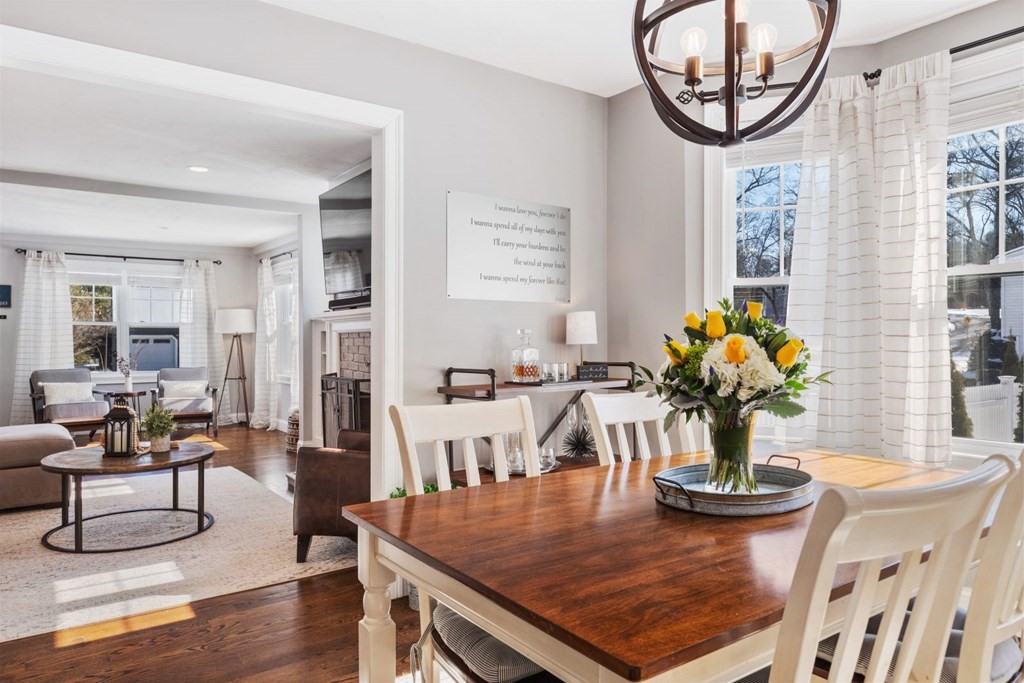 36 Eaton Road Framingham, MA 01701 - Photo 10 of 33 a view of a dining room with furniture a potted plant and wooden floor