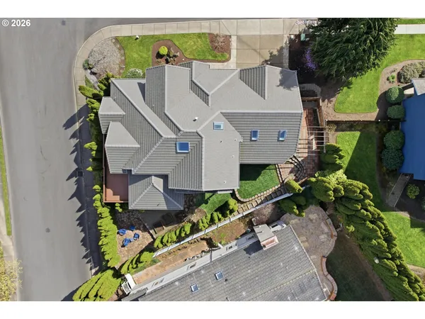 an aerial view of a house