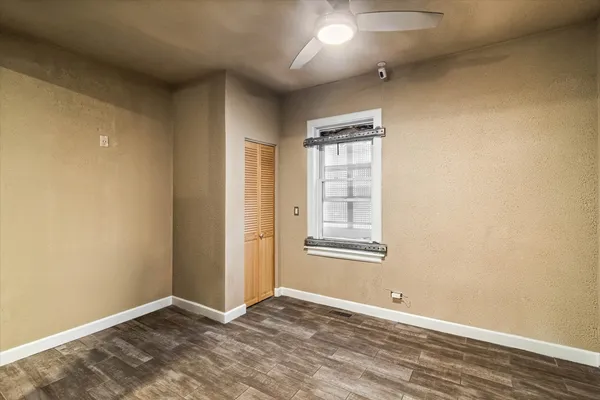 an empty room with windows