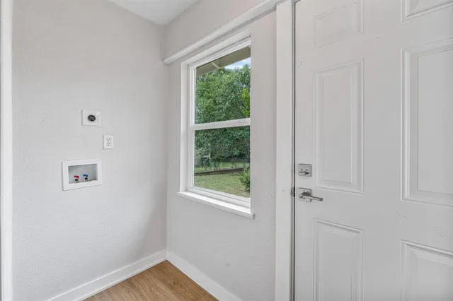 a view of a small space with window