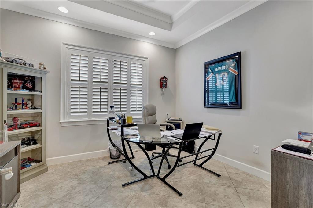 4905 Andros Drive Naples, FL 34113 - Photo 20 of 45 Office with French Doors, crown molding and recessed lighting