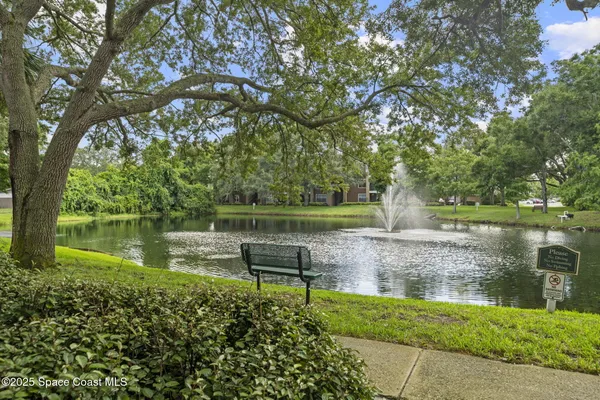 a view of a tennis ground with large trees