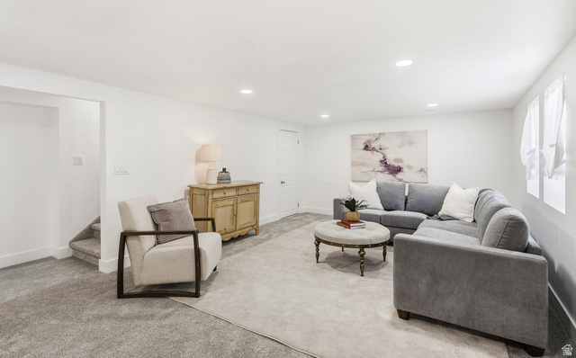 120 North 1230 E Street Springville, UT 84663 - Photo 25 of 60 Spacious living area featuring neutral carpeting and recessed lighting