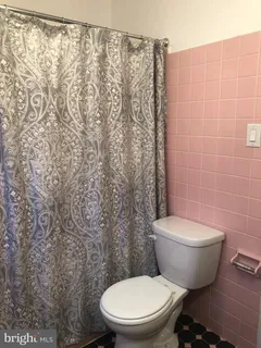 a white toilet sitting next to a shower curtain