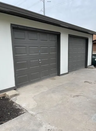 a view of an empty room and garage