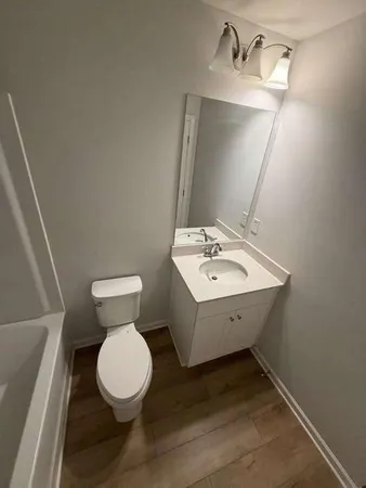a bathroom with a bathtub