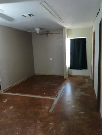 a view of a room with racks on the wall