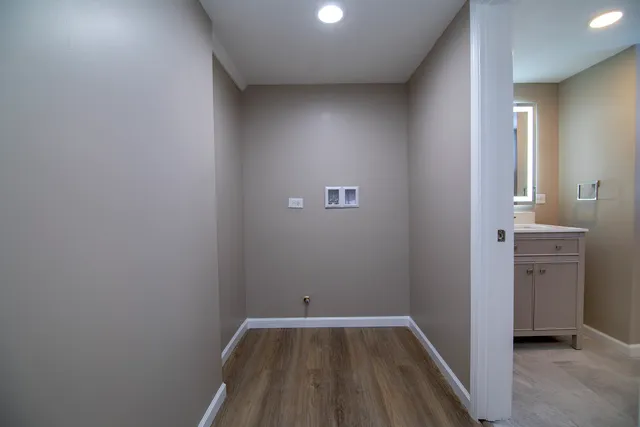 a bathroom with a bathtub