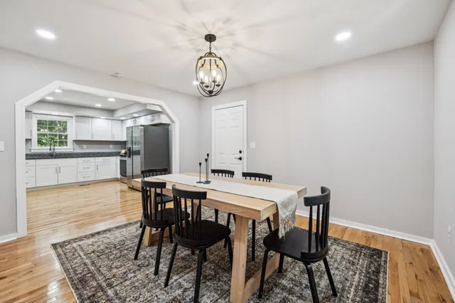 a view of a dining room and livingroom