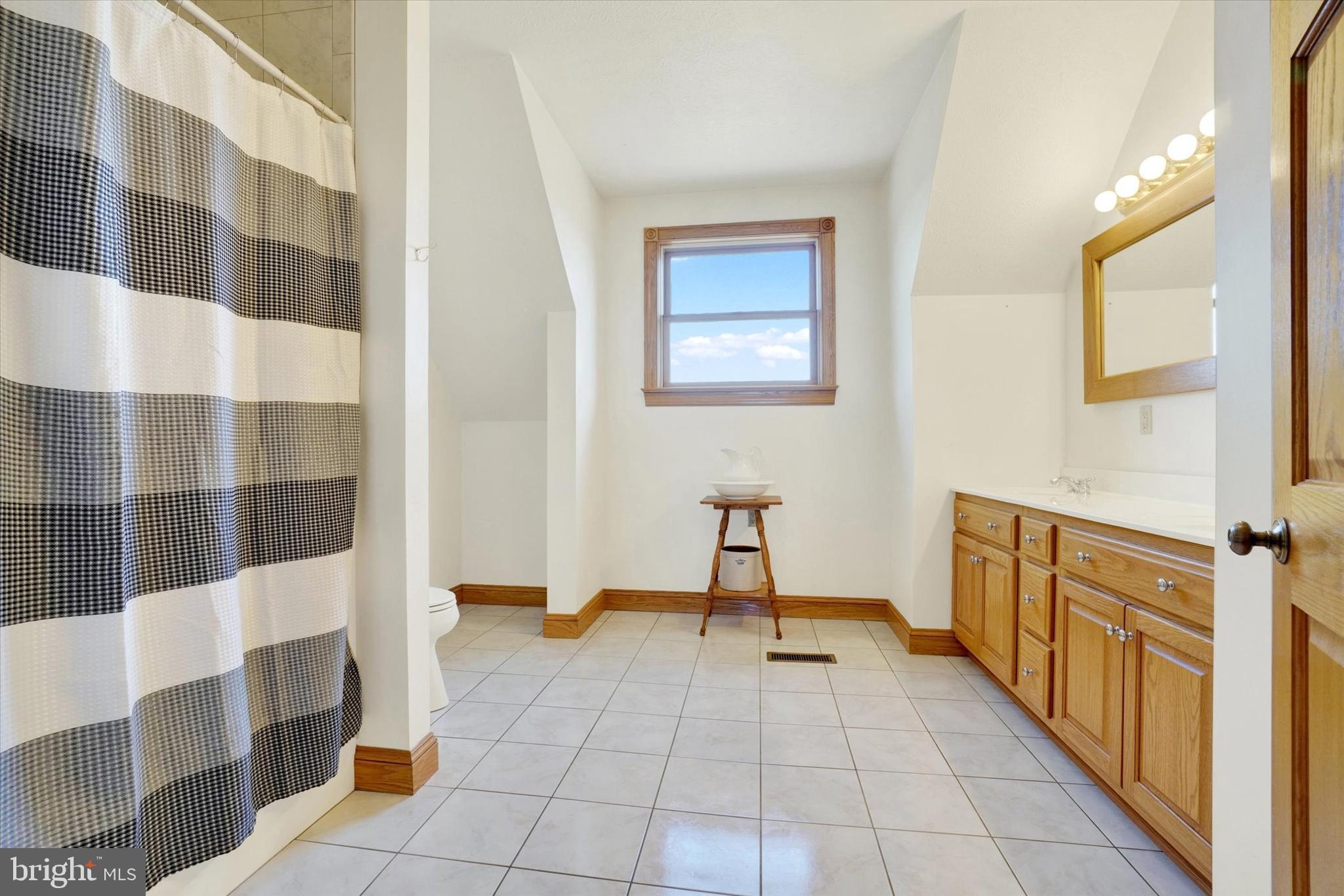 9185 High Rock Road New Park, PA 17352 - Photo 27 of 52 a bathroom with a sink a mirror and a shower