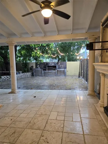 a view of a garage with furniture