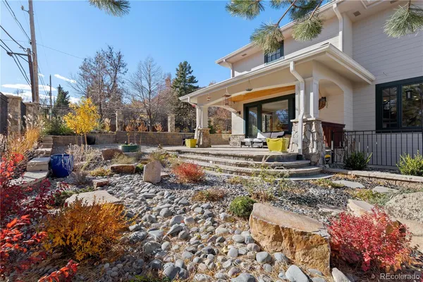 a view of a terrace with furniture
