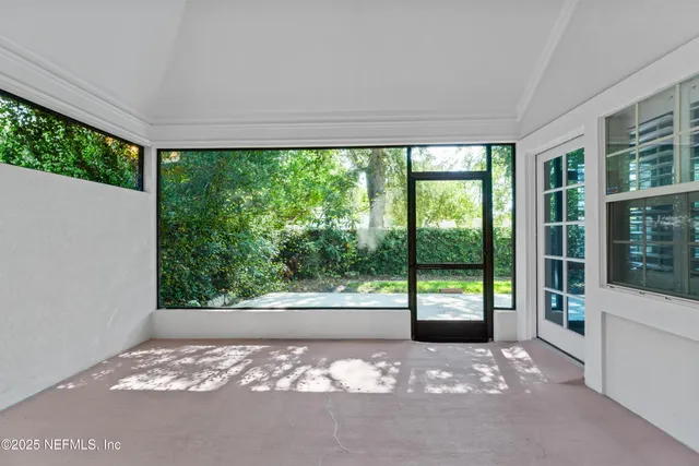 a view of a big room with a large windows