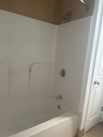 a bathroom with a bathtub