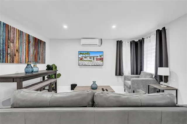 a living room with furniture